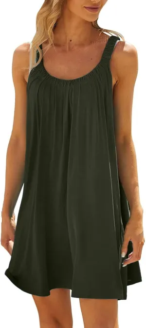 Beach Cover Ups for Women Summer Casual Swimsuit Tank Dress Sleeveless Bathing Suit Coverups Loose Sundresses
