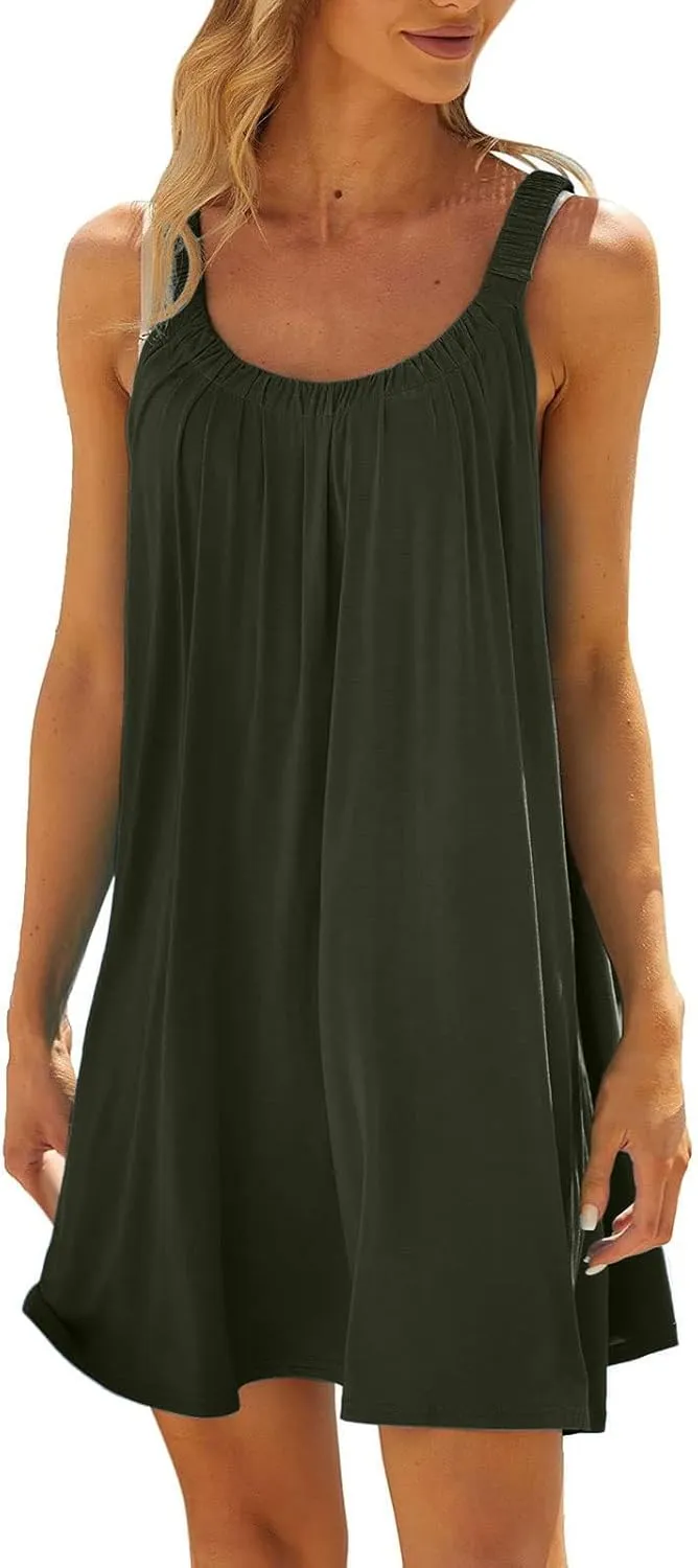 Beach Cover Ups for Women Summer Casual Swimsuit Tank Dress Sleeveless Bathing Suit Coverups Loose Sundresses