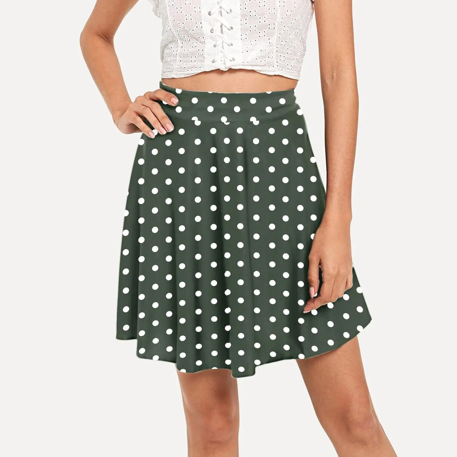 Beach Skirt for Summer Vacation Color Block Casual High Elastic Waist Pleated Knee Length Maxi Skirts for Women