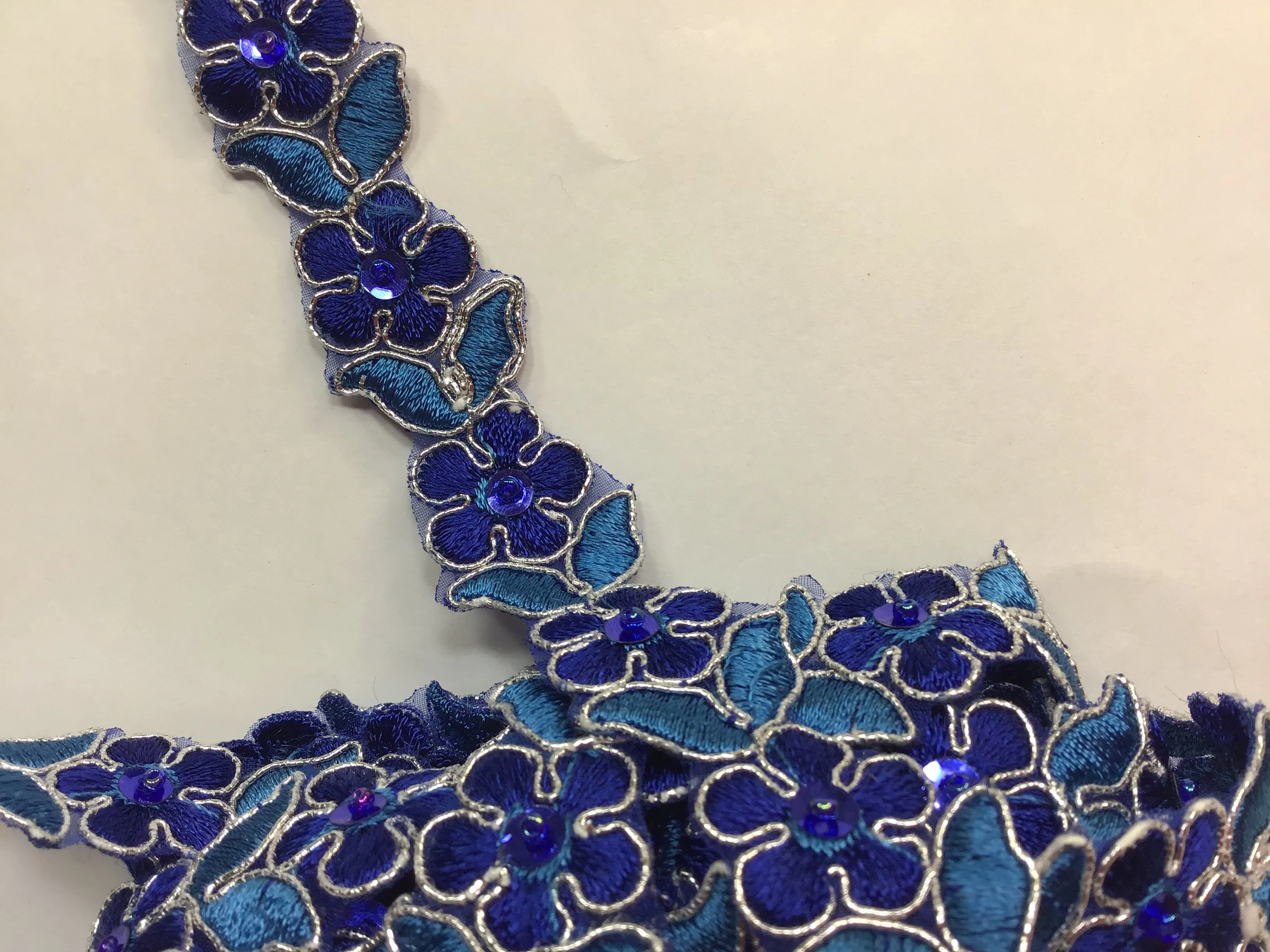 Beaded & Corded Lace Trimming Embroidered on 100% Polyester Organza | Lace USA - 96740N-BP