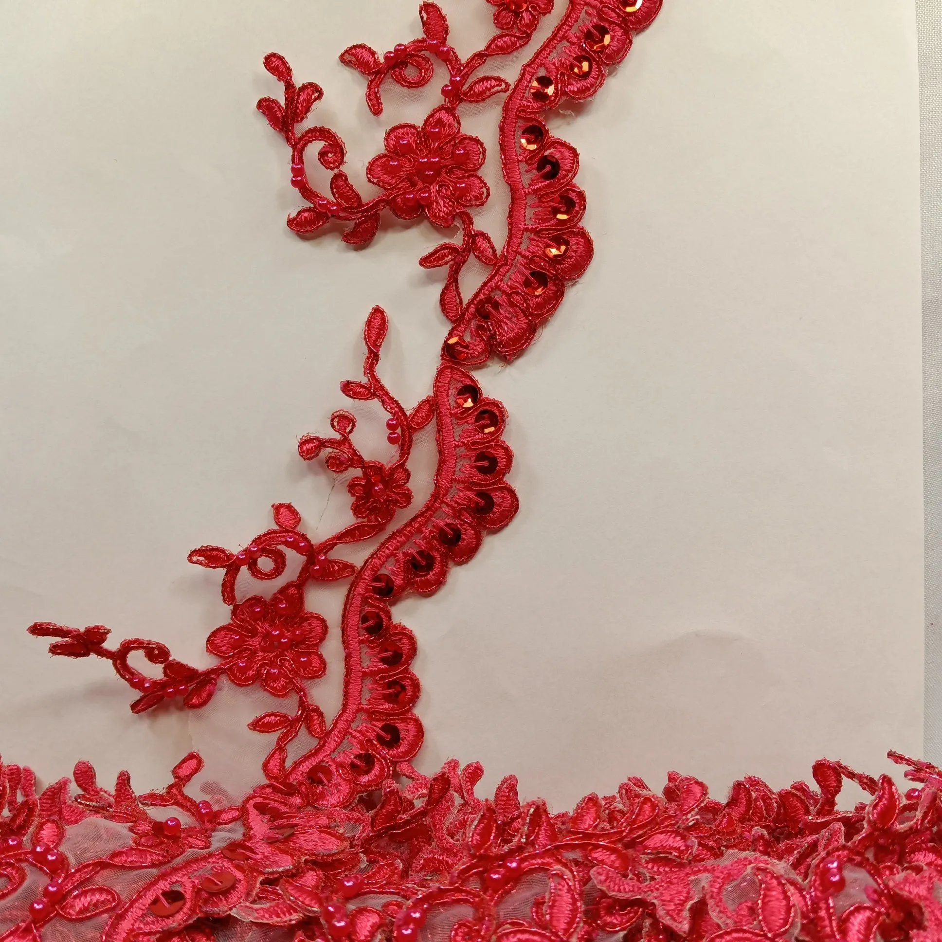 Beaded & Corded Lace Trimming Embroidered on 100% Polyester Organza or Net Mesh | Lace USA - 95955N-BP
