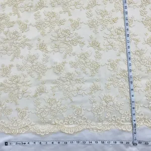 Beaded Lace Fabric Embroidered on 100% Polyester Net Mesh | Lace USA - 41264W-BP