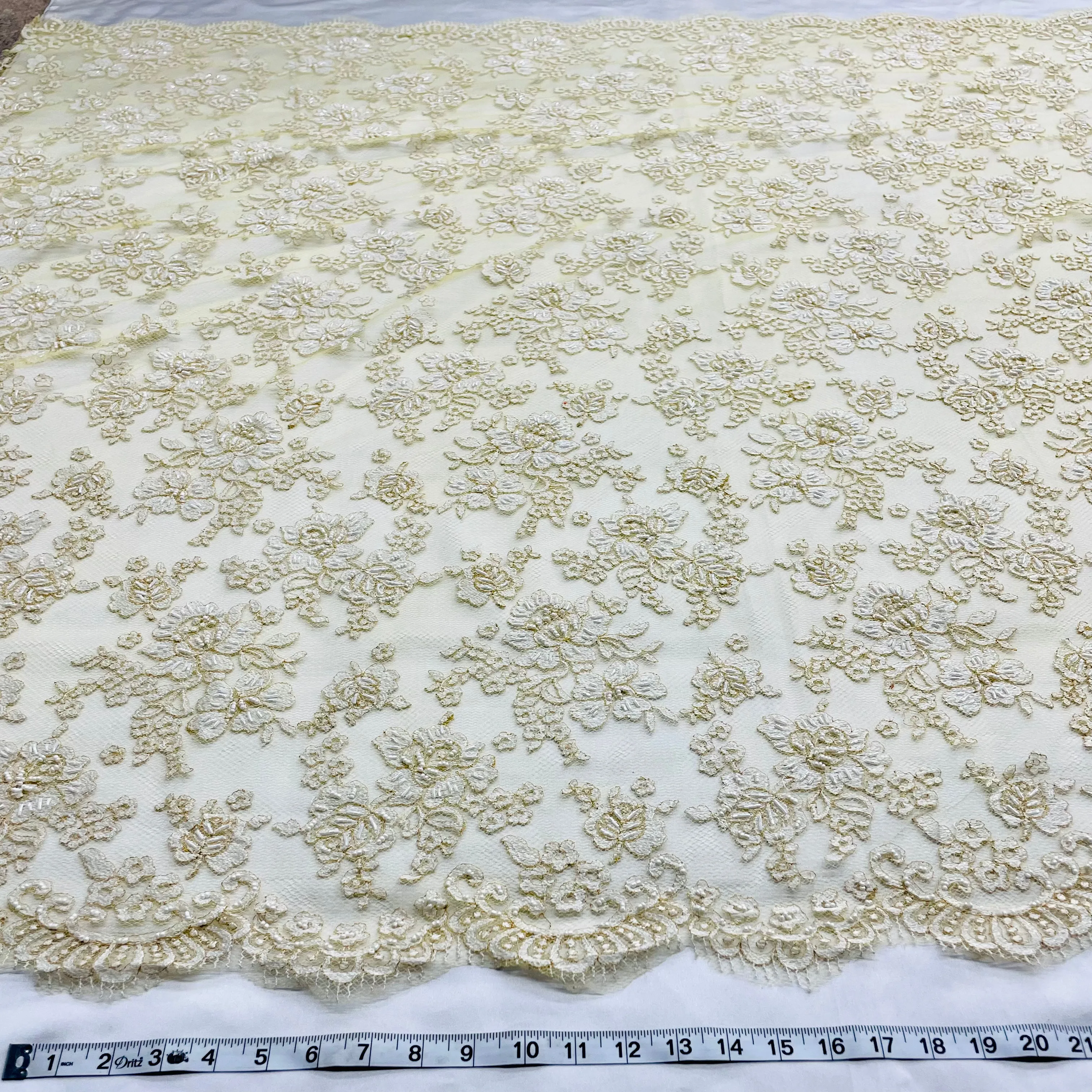 Beaded Lace Fabric Embroidered on 100% Polyester Net Mesh | Lace USA - 41264W-BP