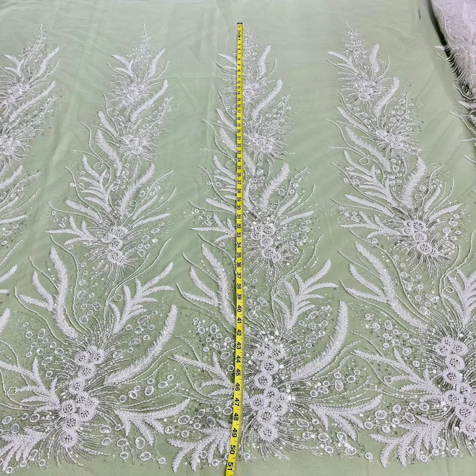 Beaded Lace Fabric Embroidered on 100% Polyester Net Mesh | Lace USA - GD-220712