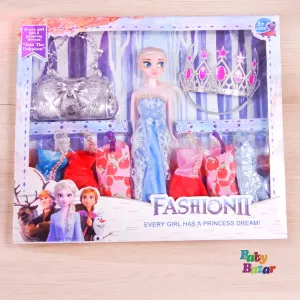 Beautiful Doll Set Frozen Doll With Doll Dresses Purse And Accessories Full Set For 3 to 10 Year Kids Girl