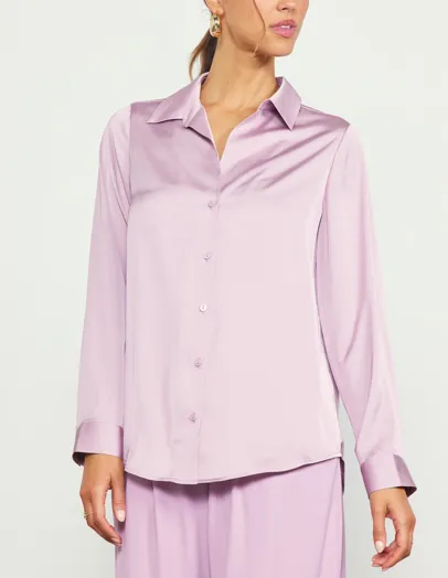 Beckett II V-neck Button Down - Dusty Lilac