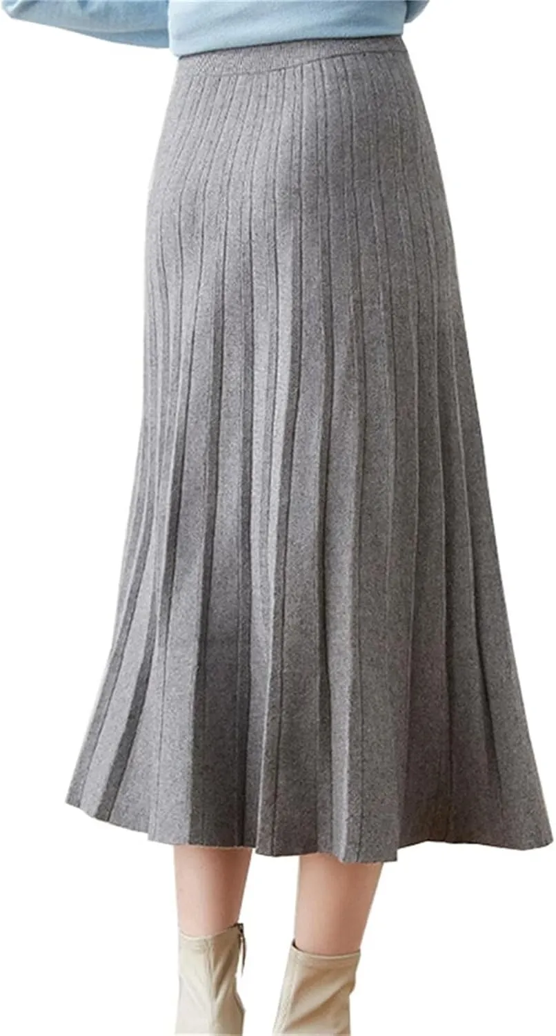 Beralst Women's Pleated Knit Sweater Midi Skirts