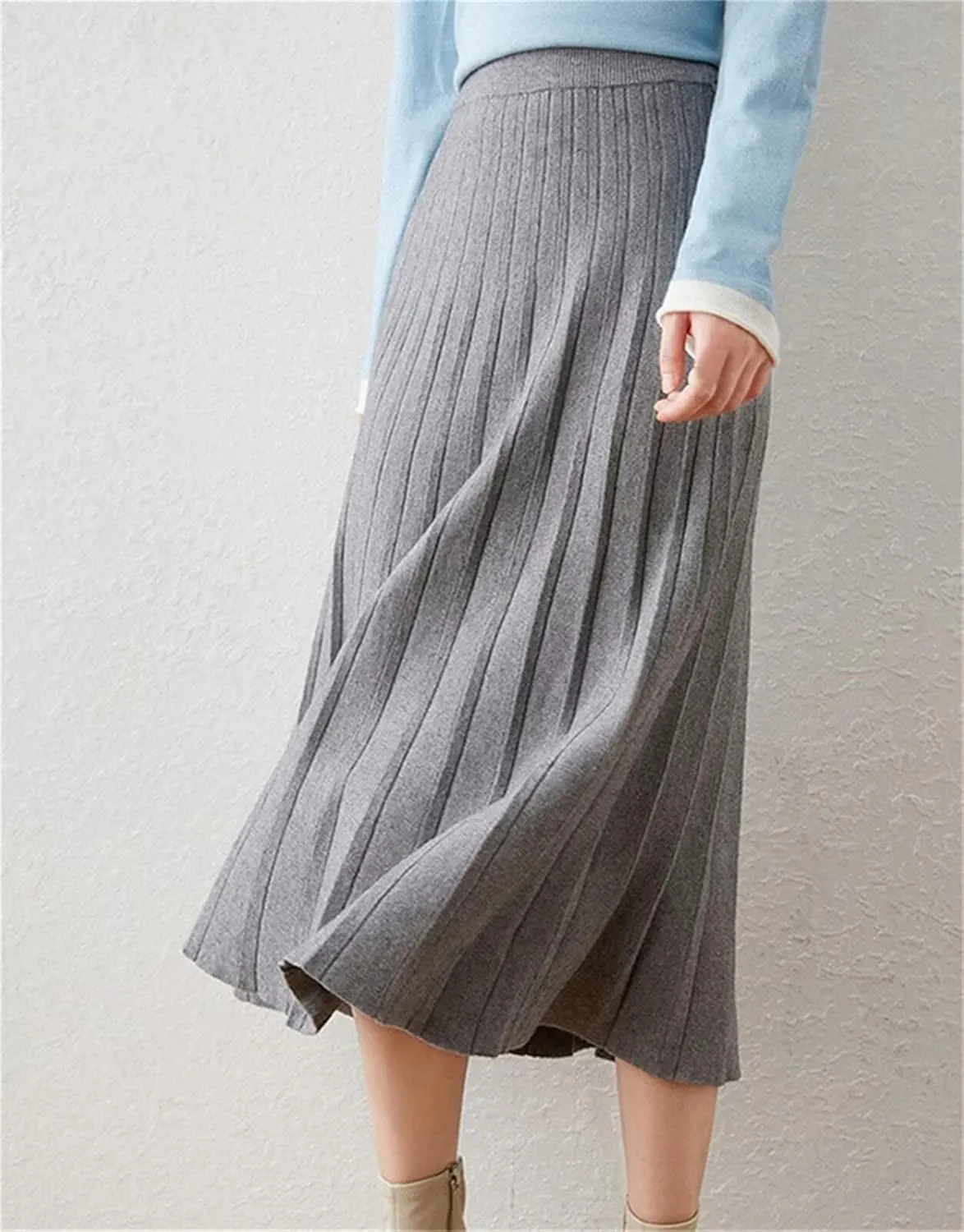 Beralst Women's Pleated Knit Sweater Midi Skirts