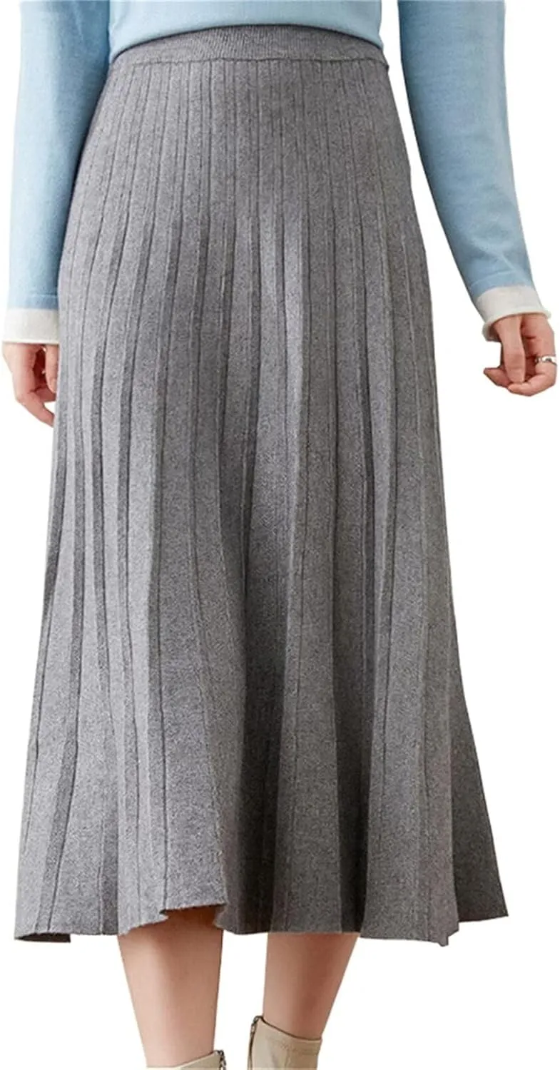 Beralst Women's Pleated Knit Sweater Midi Skirts