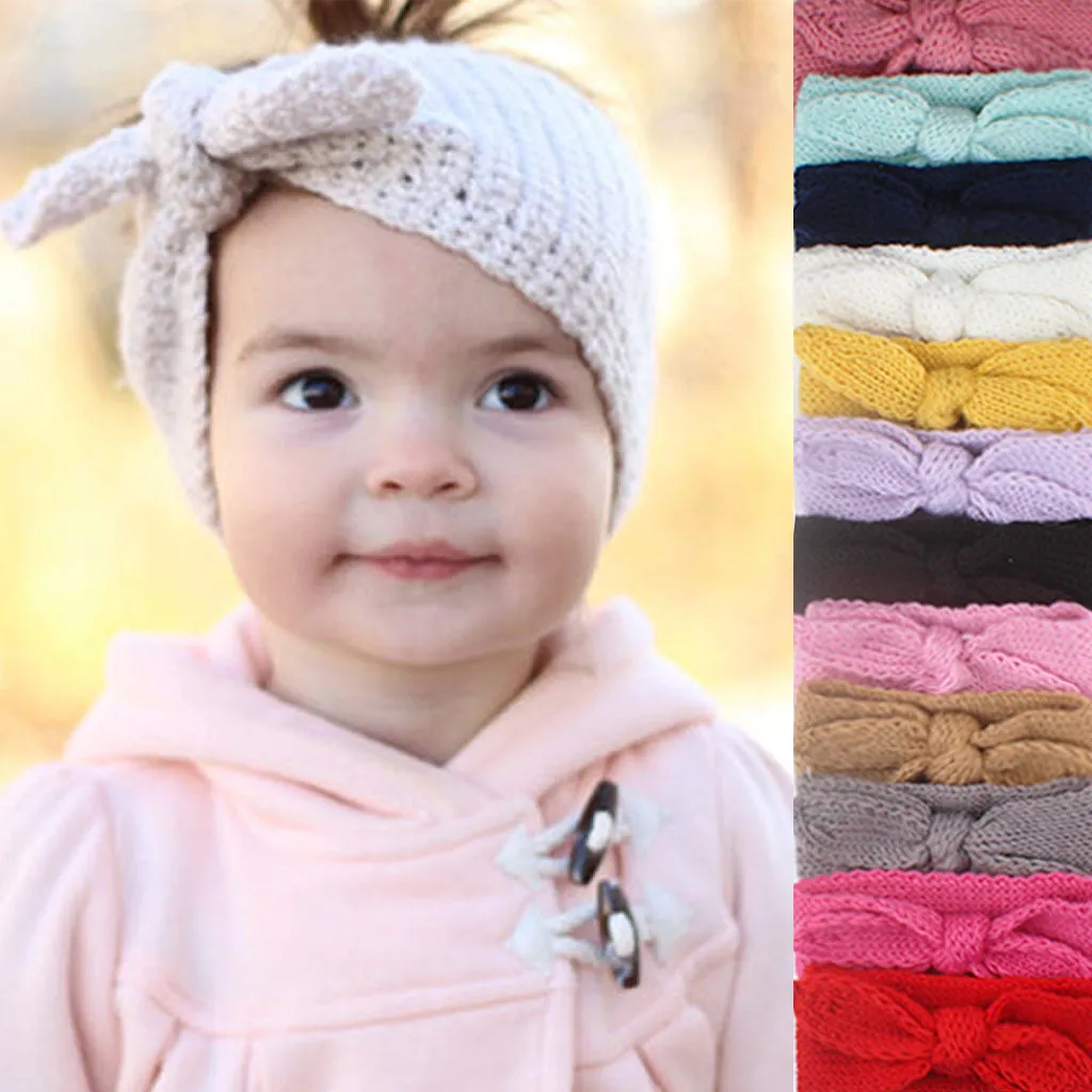 Big Bow Rabbit Ears Fish Knit Wool Headbands