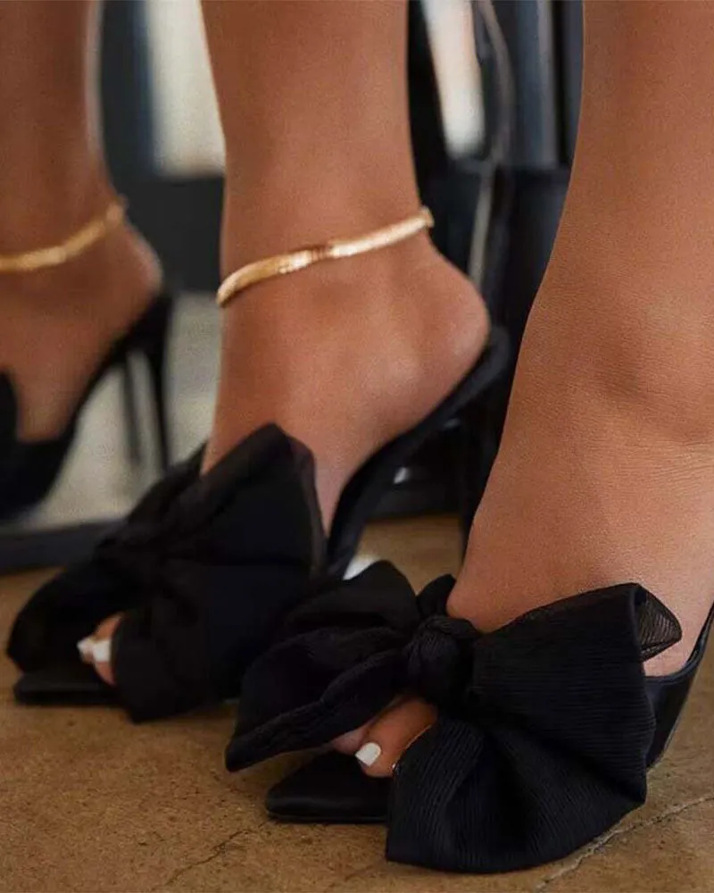 Big Bowknot Sweet Pointed Toe Sandals