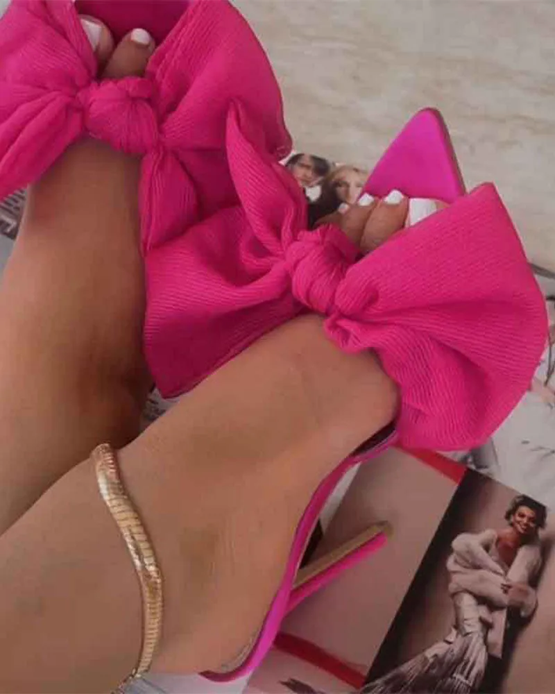 Big Bowknot Sweet Pointed Toe Sandals