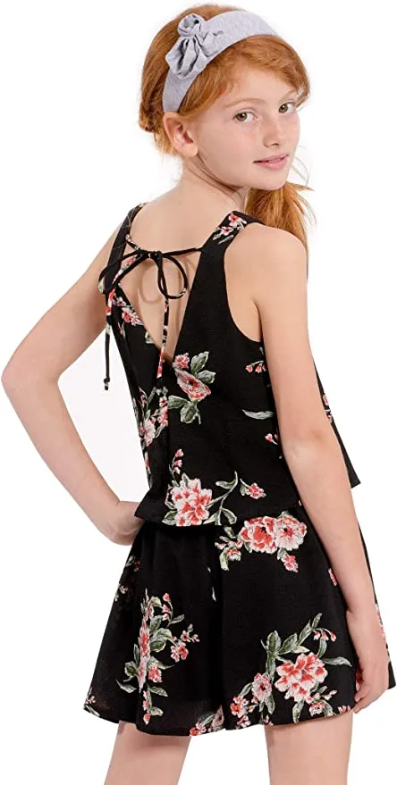 Big Girls Vintage Floral Print Romper