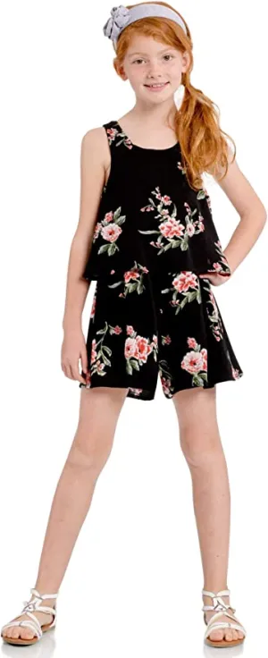 Big Girls Vintage Floral Print Romper