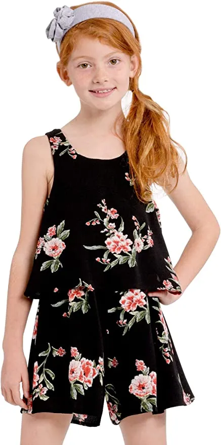 Big Girls Vintage Floral Print Romper