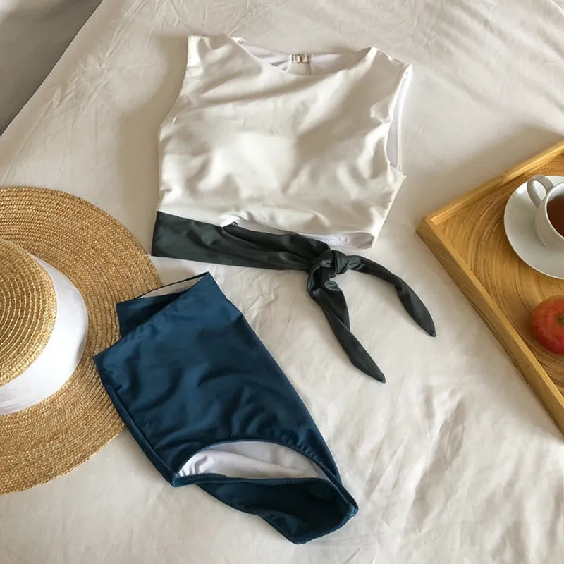 Bikini Strap Small Chest Split High Waist Beach Swimsuit