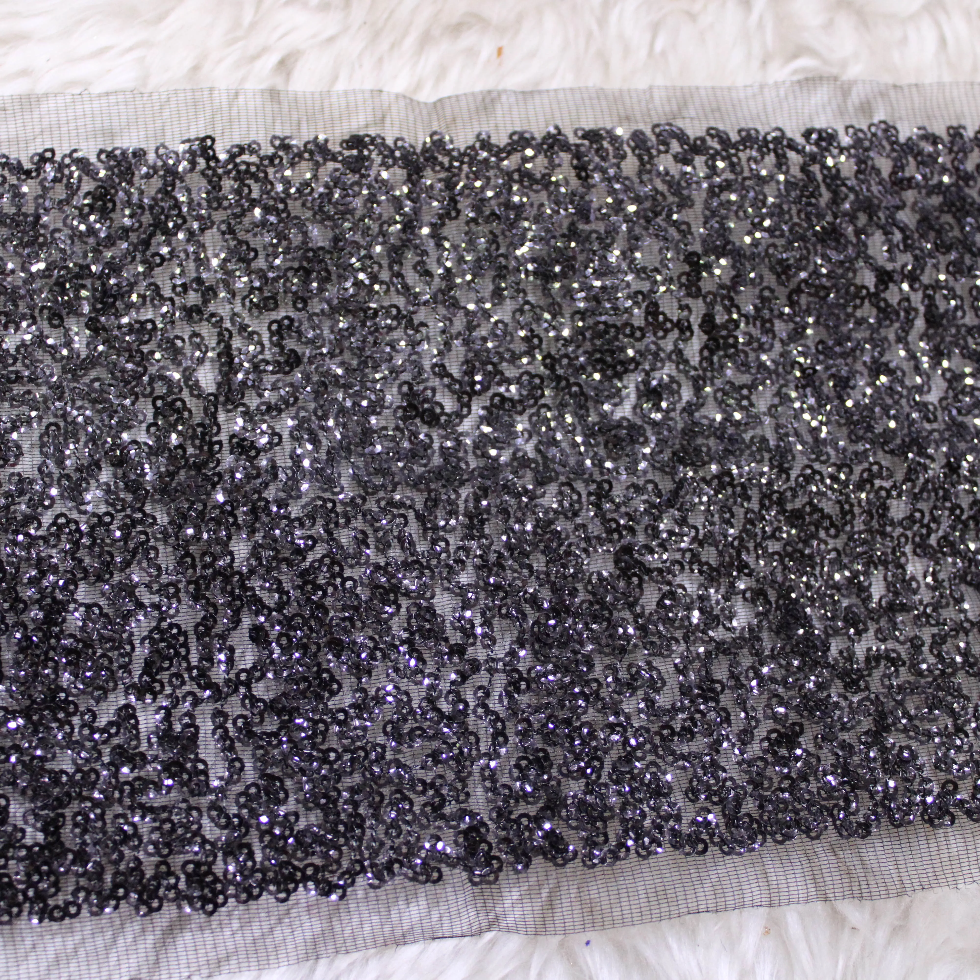 Black 2 tone Fancy Sequins Work Embroidered Borders