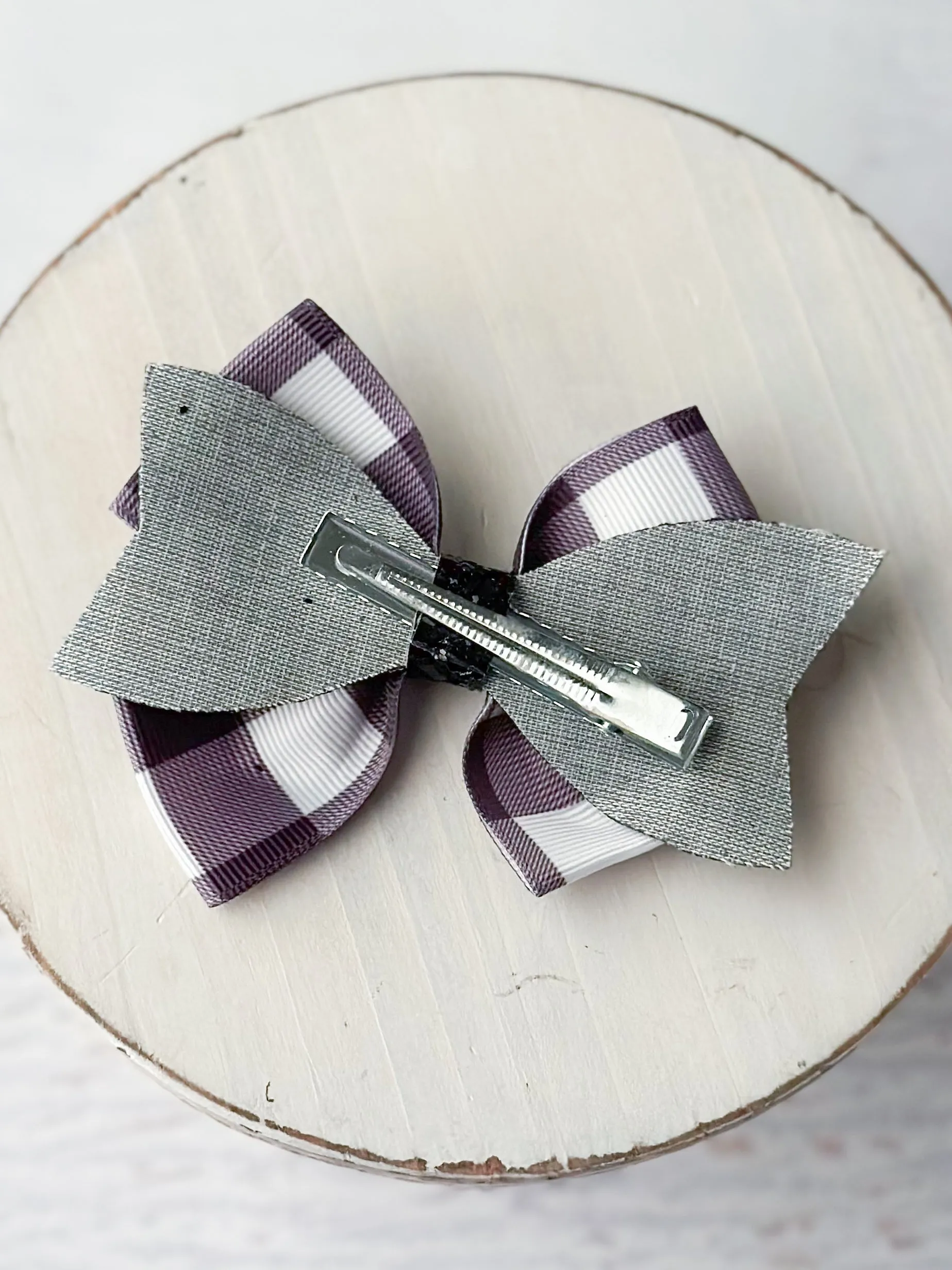 Black & White Glittery Buffalo Plaid Bow