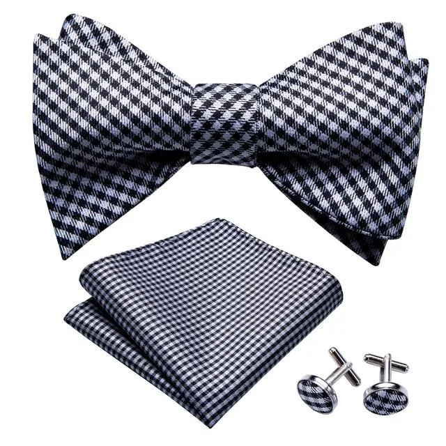 Black & White Plaid Matching Bowtie Set (3pc)