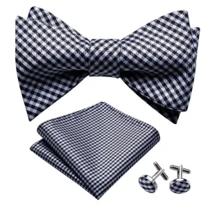 Black & White Plaid Matching Bowtie Set (3pc)