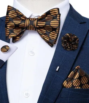 Black and Gold Polka Dots Matching Bowtie Set (4pc)