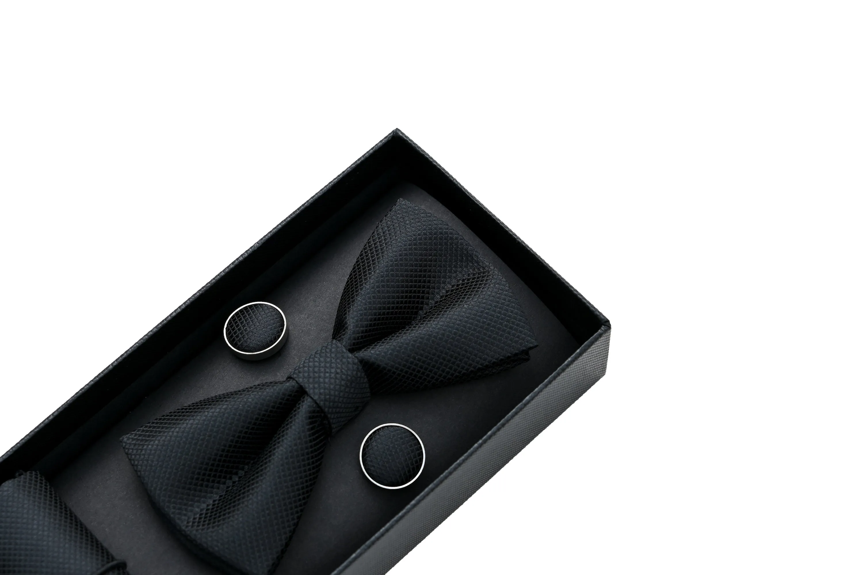 Black Crosshatch Texture Bowtie Set