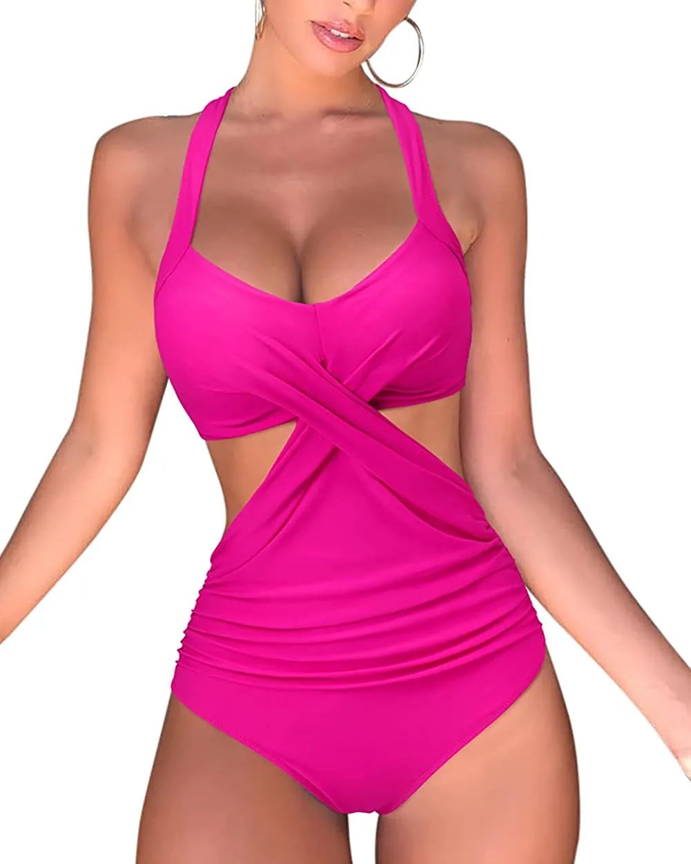Black Cutout High Waisted Monokini One Piece Swimsuits