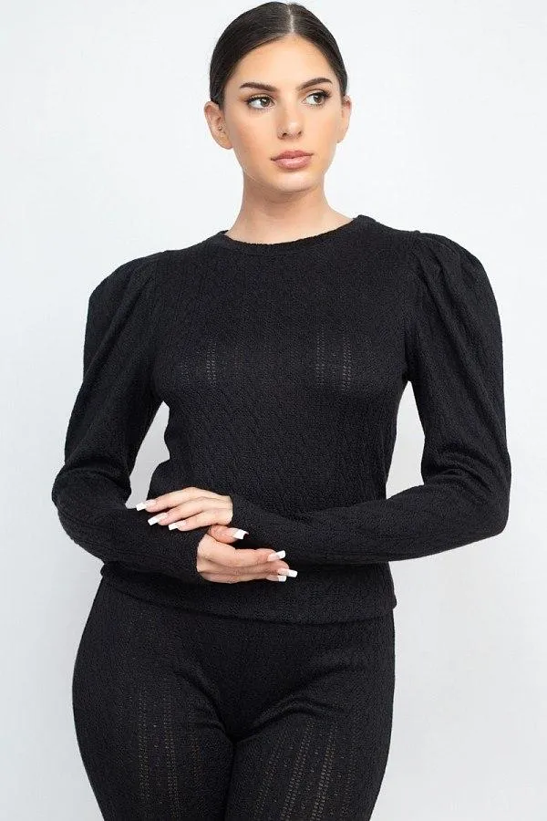 Black Long Sleeve and Full Length Pants Women's Set