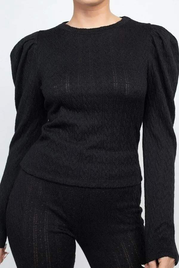 Black Long Sleeve and Full Length Pants Women's Set