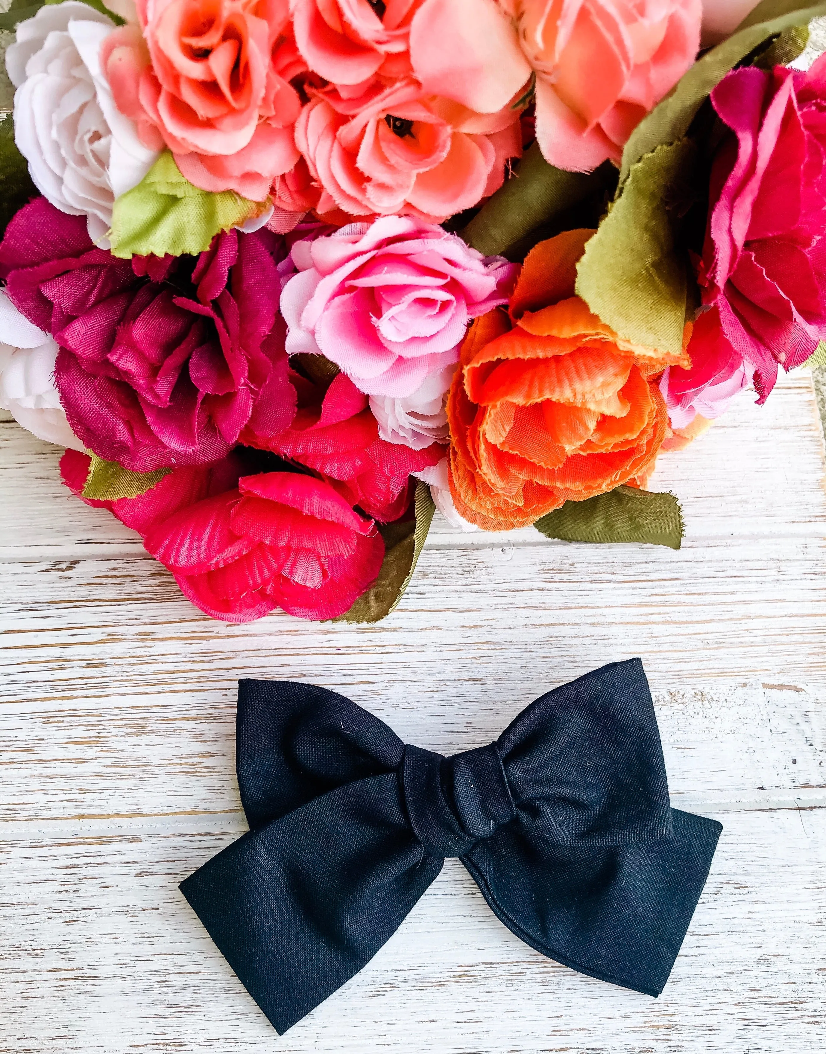 Black Petite Hand Tied Bow