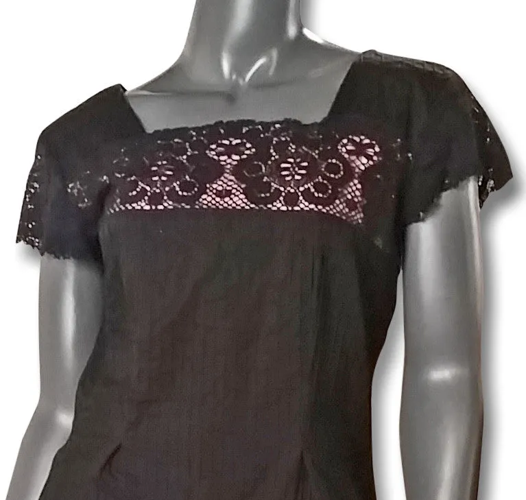 Black Pintuck/Lace 1960s Skirt and Top