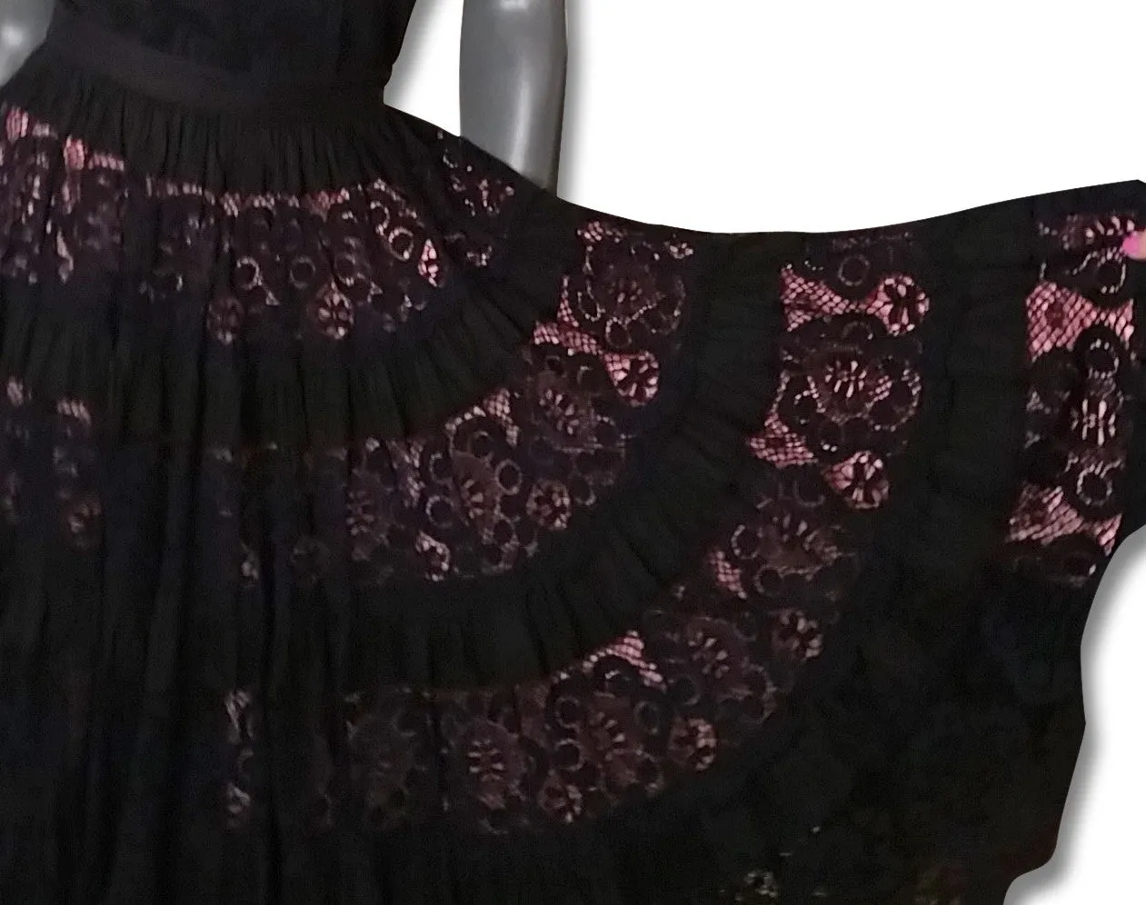 Black Pintuck/Lace 1960s Skirt and Top