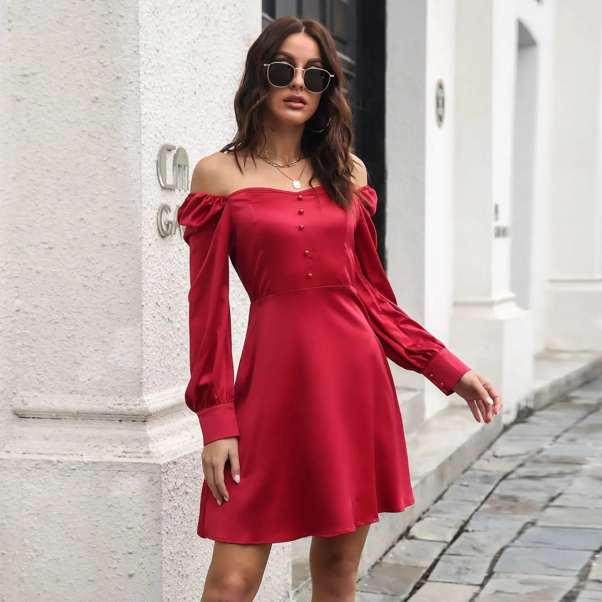 Black puff sleeve dress