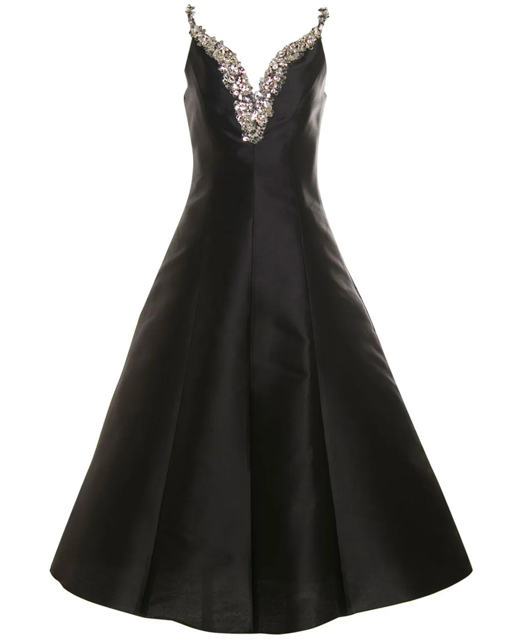 Black Rhinestone Strap Sweetheart Midi Dress
