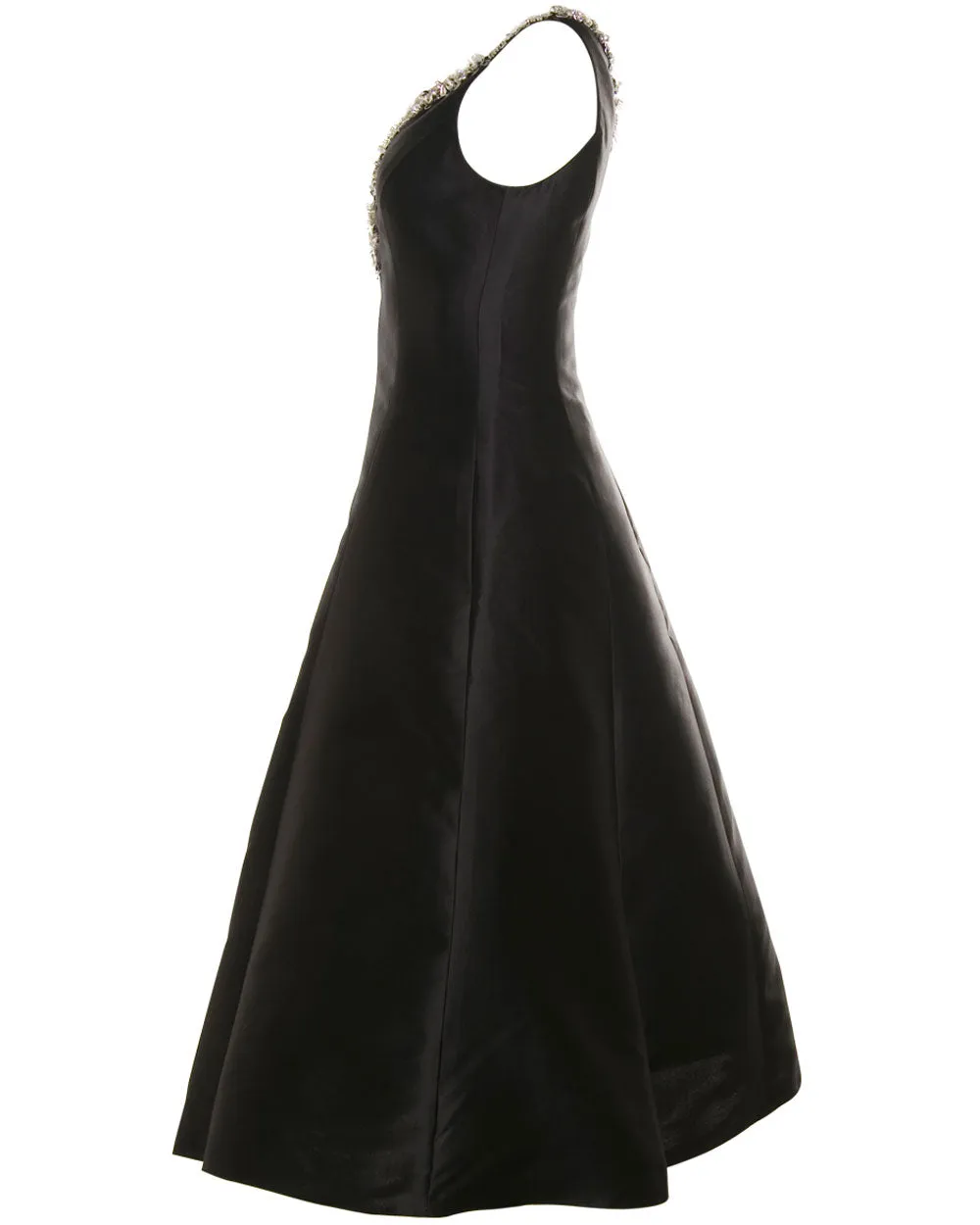 Black Rhinestone Strap Sweetheart Midi Dress