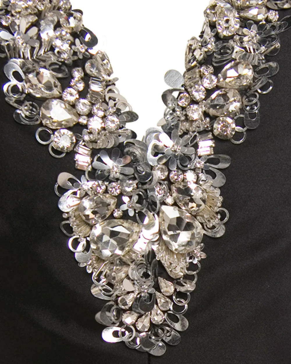 Black Rhinestone Strap Sweetheart Midi Dress