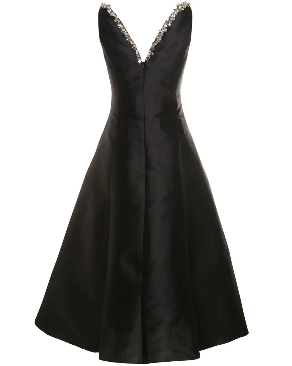 Black Rhinestone Strap Sweetheart Midi Dress