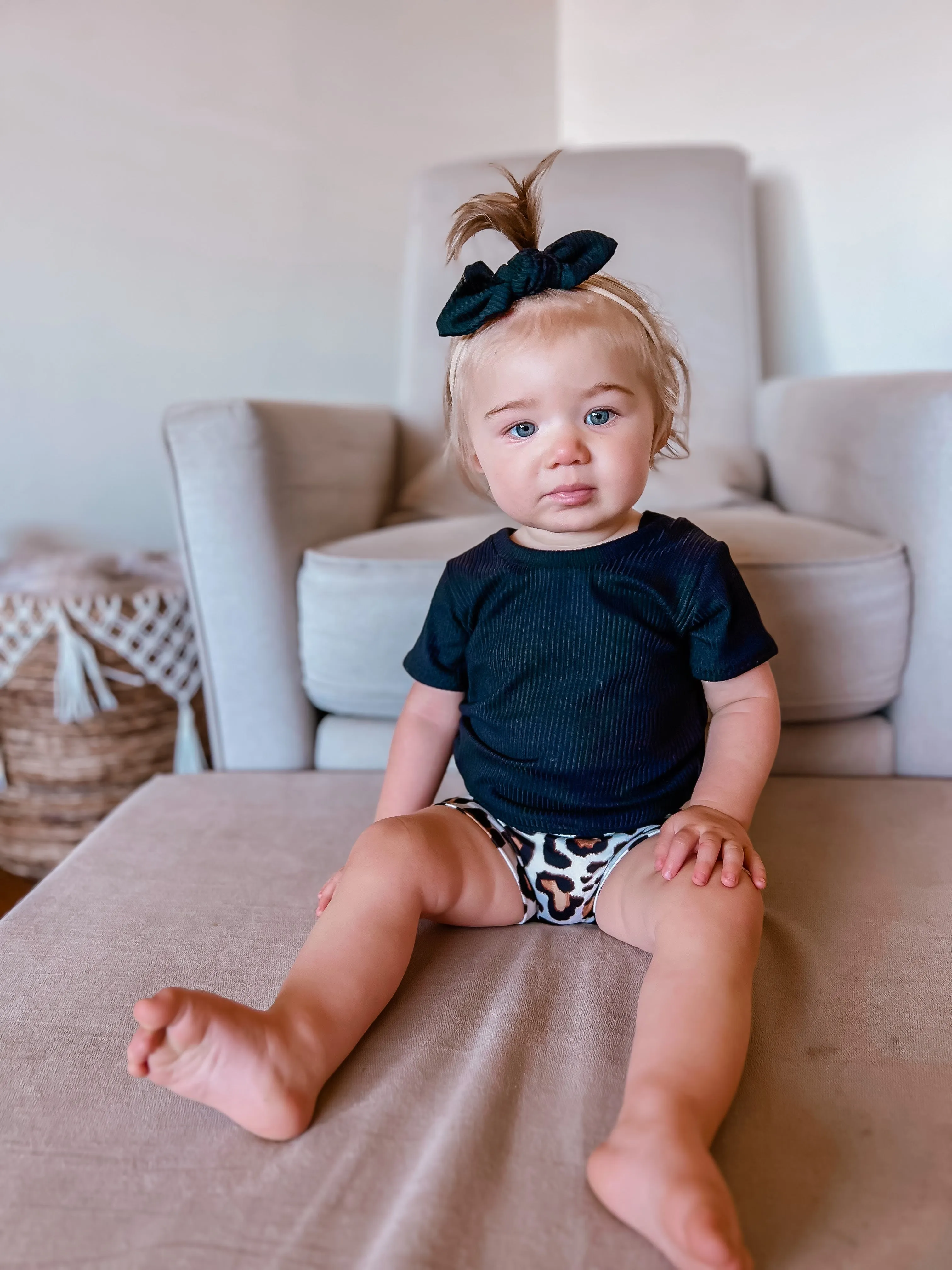 Black Ribbed and Ivory Leopard Summer Lounge Set