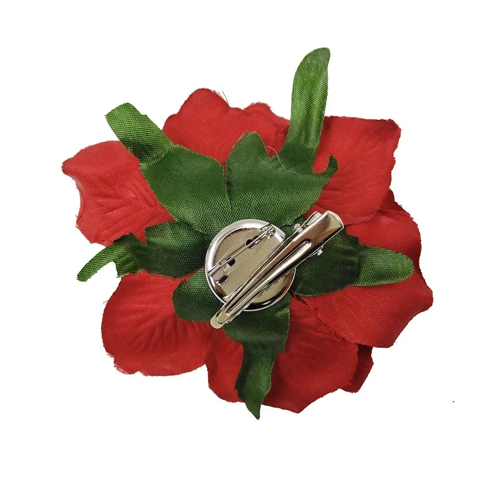 Black Rose Flower Hair Clips Flower Brooch Pin Up Mexican Flamenco Dancer Fabric Flowers Headwear Barrette Styling Tools Accessories for Women Girls Birthday Christmas Party Gifts Decoration 1pcs