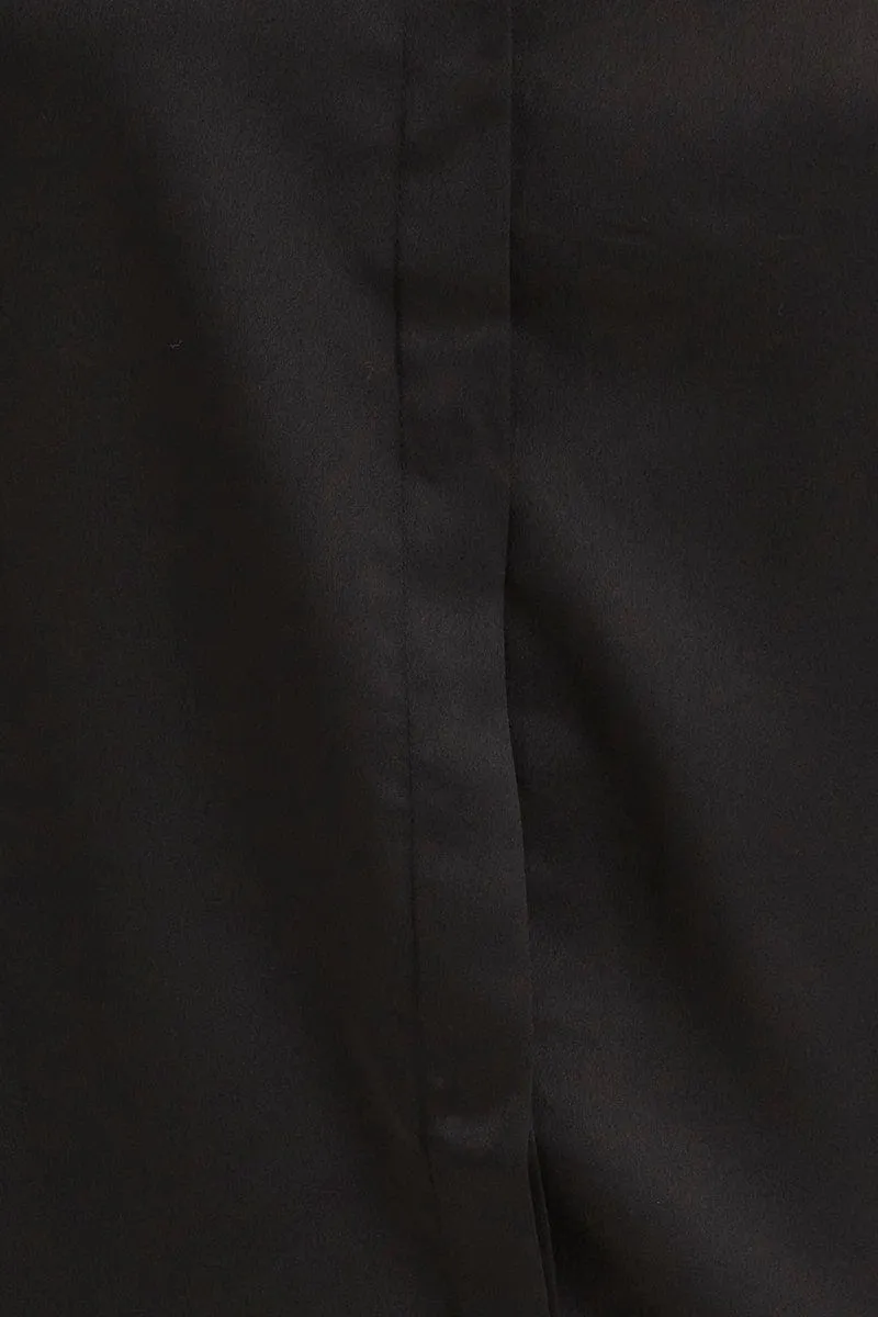 Black Satin Pajamas Set Long Sleeve