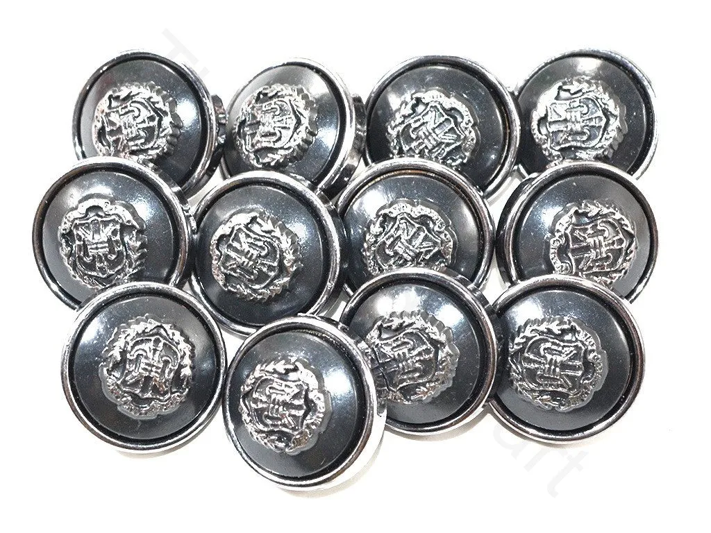Black Silver Crest Acrylic Coat Buttons
