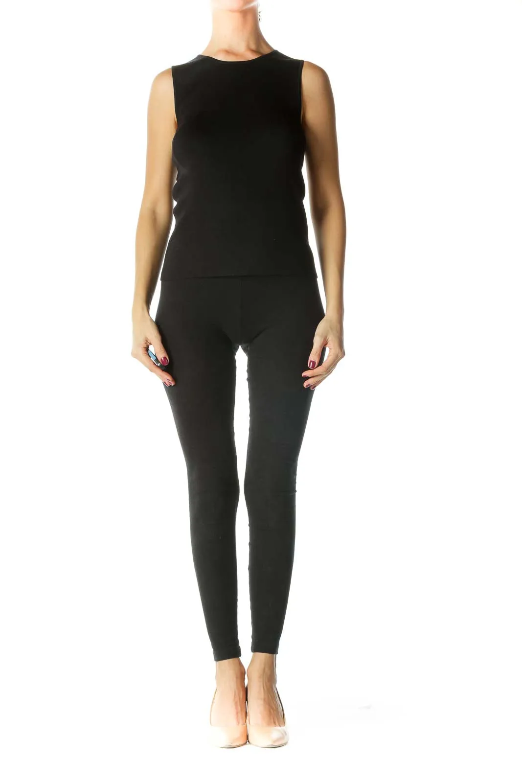 Black Sleeveless Knit Top
