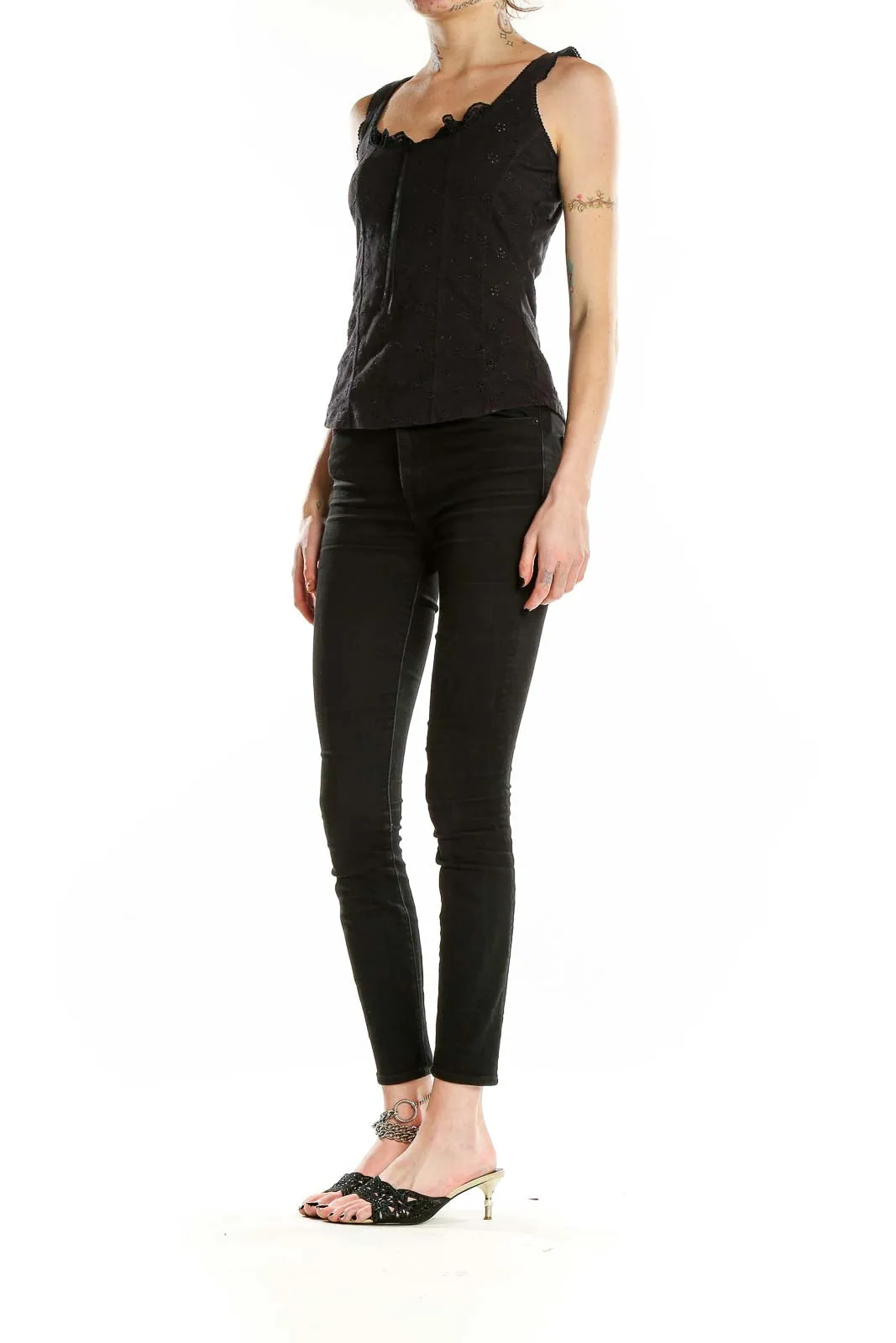 Black Sweetheart Neck Blouse