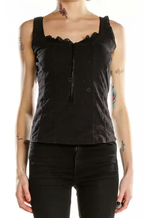Black Sweetheart Neck Blouse