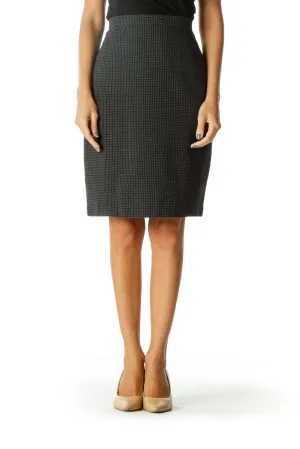 Black White Textured Pattern 100% Cotton Skirt