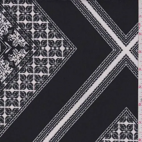 Black/White Deco Tile Scuba Knit Fabric