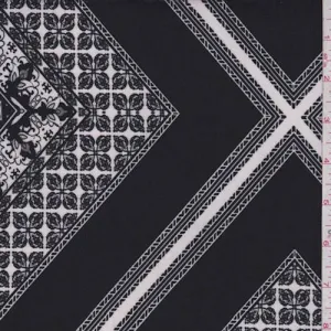 Black/White Deco Tile Scuba Knit Fabric