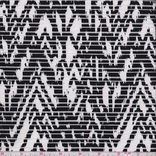 Black/White Ikat Burnout Activewear Knit Fabric