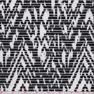Black/White Ikat Burnout Activewear Knit Fabric