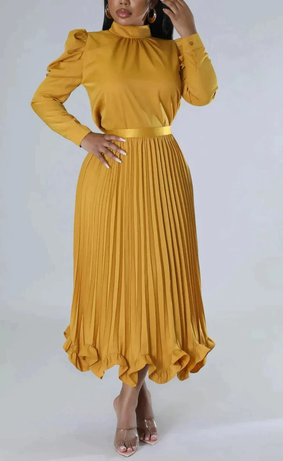 Blouse and Pleated Skirt Set